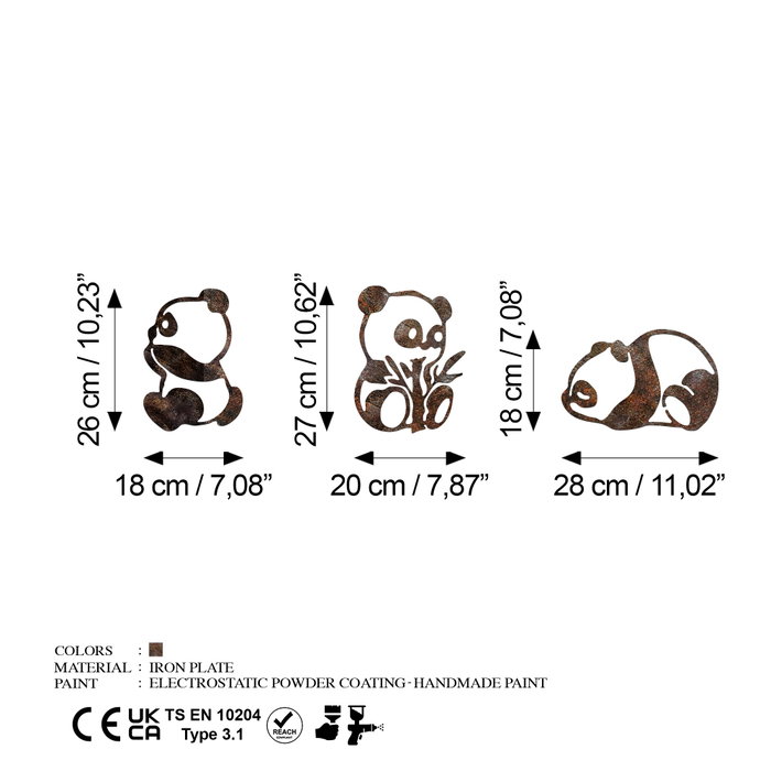 Wallity Rusty Panda Escultura de Pared de Metal en Color Antiquation Wallity Rusty Panda Escultura de Pared de Metal en Color Antiquation